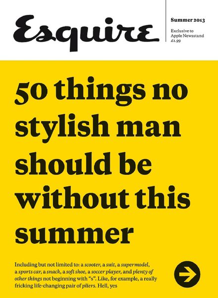 Esquire Summer 2013 – 50 Things No Man Should Be Without