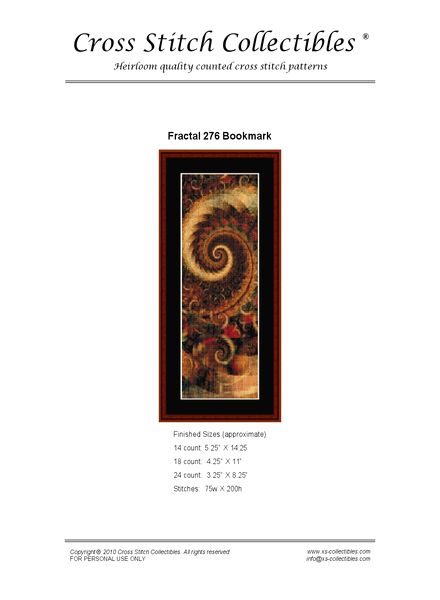 Cross Stitch Collectibles (Fractal Bookmark) 276