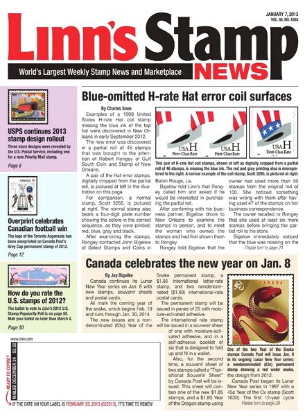 Linn’s Stamp News – January 07, 2013