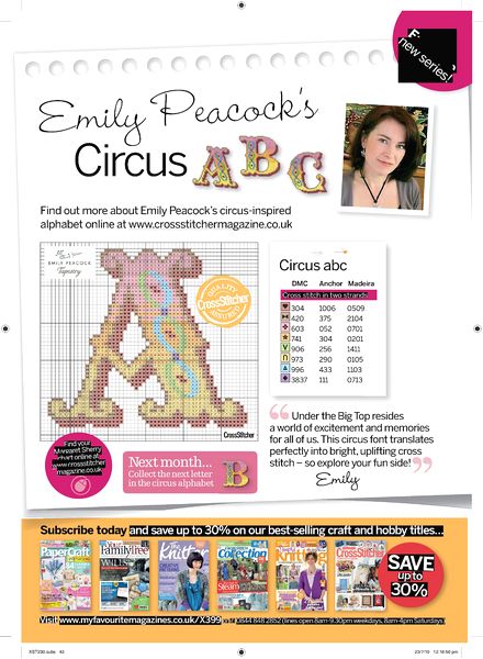 CrossStitcher Emily Peacock’s Circus ABC