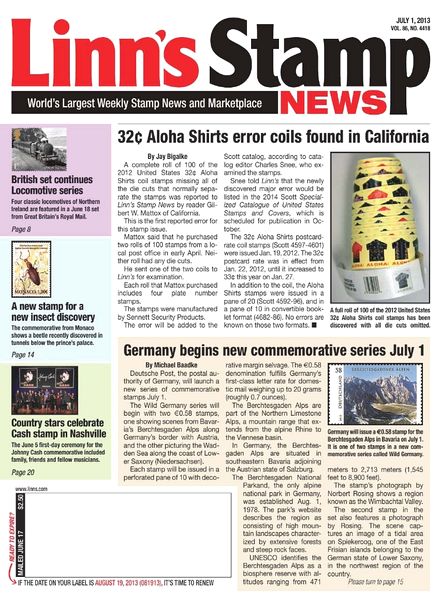 Linn’s Stamp News – July 01, 2013