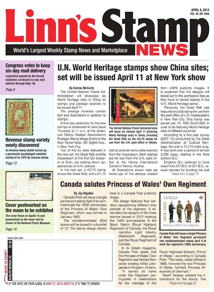 Linn’s Stamp News – April 08, 2013
