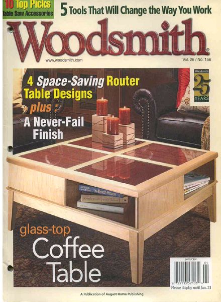 WoodSmith Issue 156, Dec-Jan 2004 – Glass-top Coffee Table