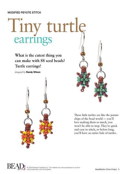 Bead & Button – Tiny turtle earrings