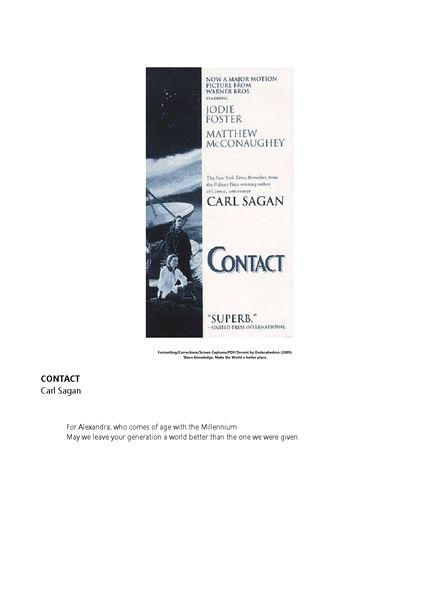 carl sagan contact book pdf