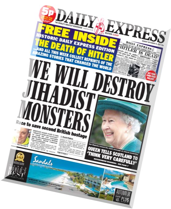 Daily Express – Monday, 15 September 2014