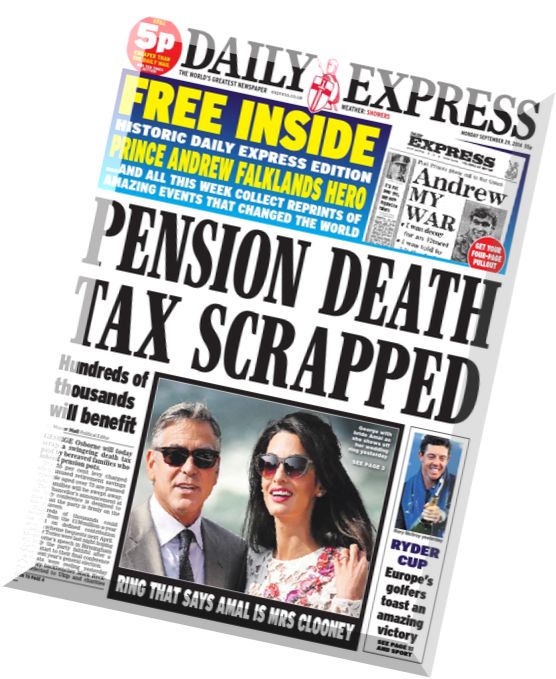 Daily Express – Monday, 29 September 2014