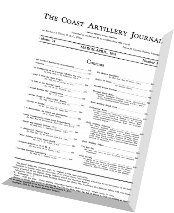 Coast Artillery Journal – March-April 1931