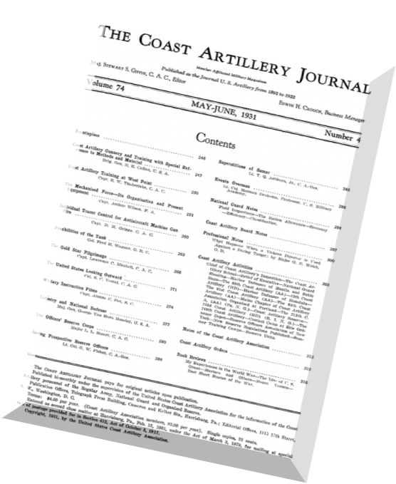 Coast Artillery Journal – May-June 1931