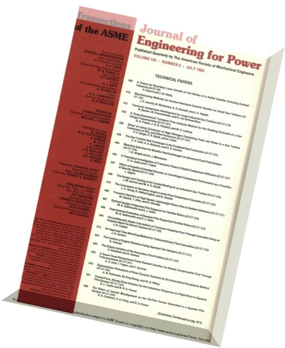 Journal of Engineering for Gas Turbines and Power 1983 Vol.105, N 3