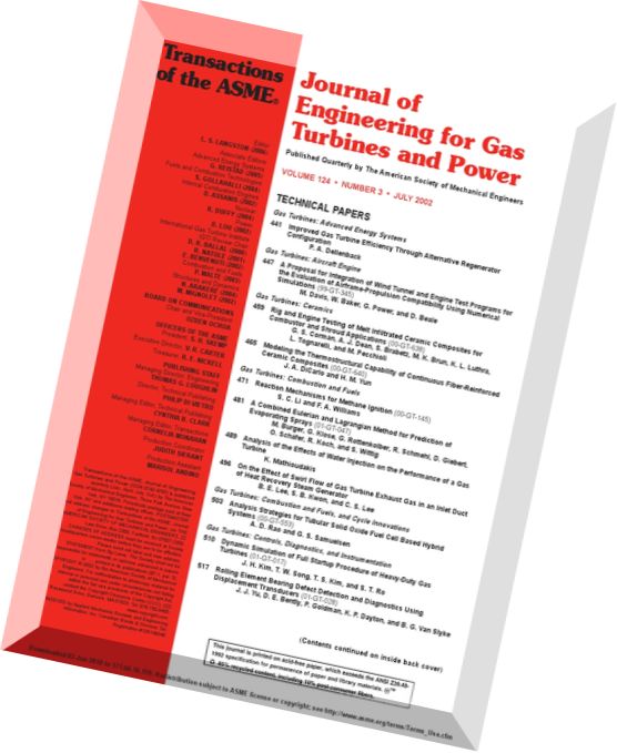 Journal of Engineering for Gas Turbines and Power 2002 Vol.124, N 3