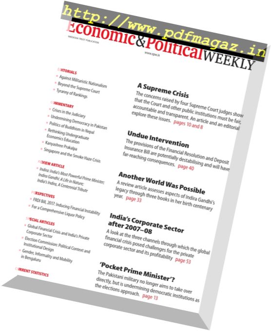 Economic & Political Weekly – 22 January 2018