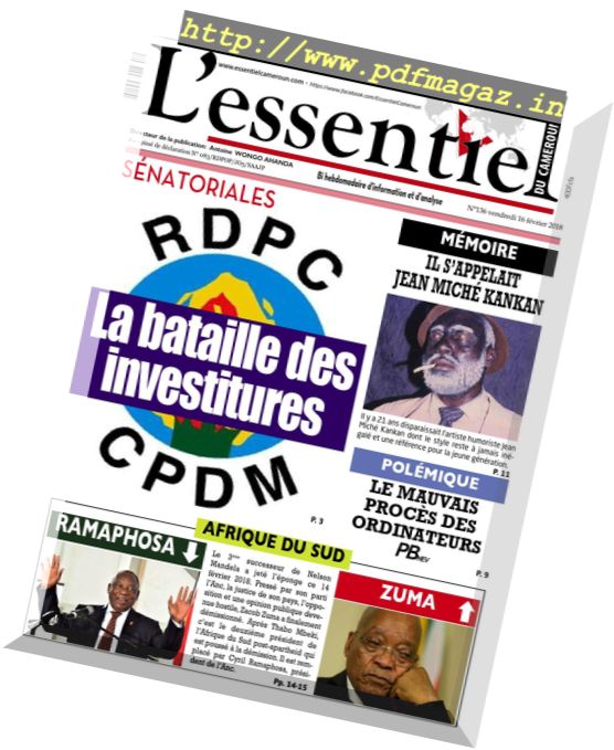 L’essentiel du Cameroun – 15 fevrier 2018