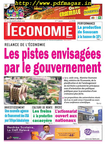 Le quotidien de l’economie magazine Afrique – 13 aout 2019