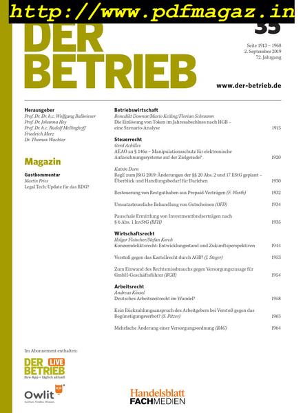 Der Betrieb – 02 September 2019