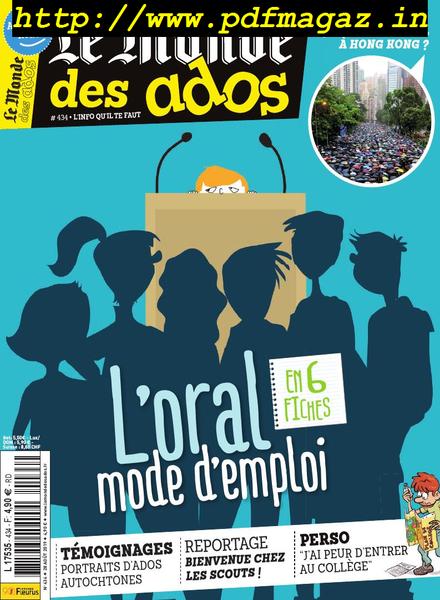 Le Monde des Ados – 28 aout 2019