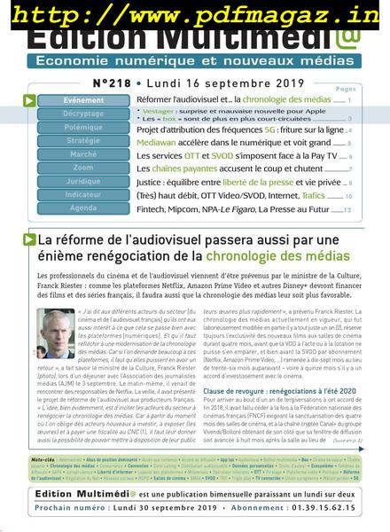 edition Multimedia – 16 septembre 2019