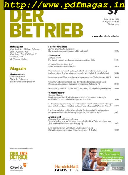 Der Betrieb – 16. September 2019