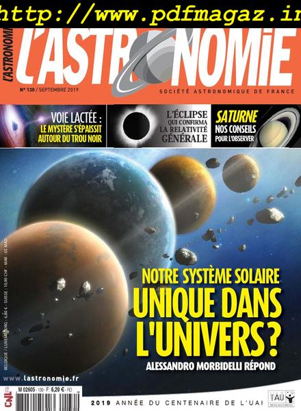 L’Astronomie – septembre 2019