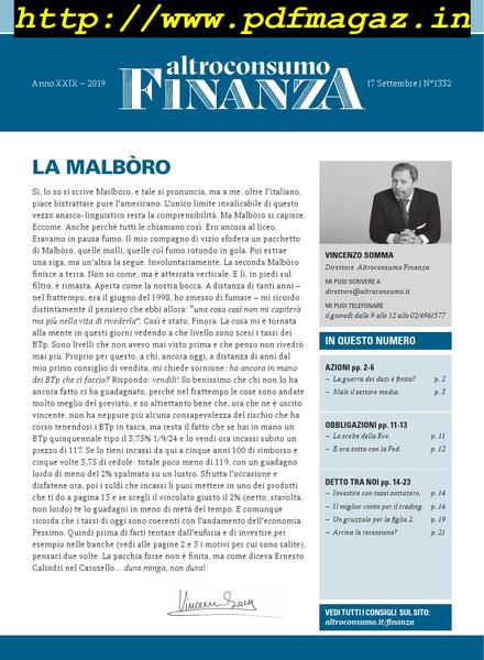 Altroconsumo Finanza – 17 Settembre 2019