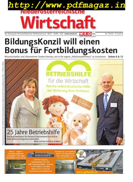 NiederOsterreichische Wirtschaft – 04 Oktober 2019