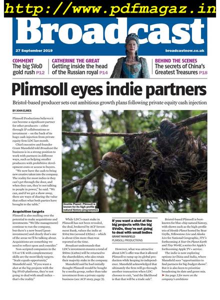 Broadcast Magazine – 27 September 2019