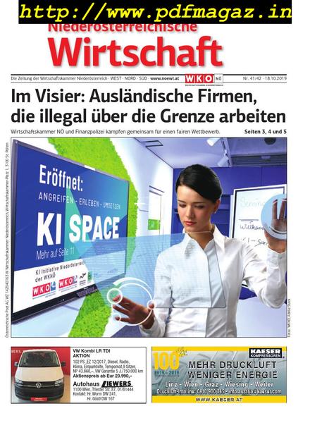 NiederOsterreichische Wirtschaft – 18 Oktober 2019