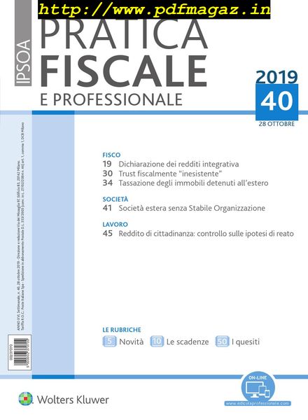 Pratica Fiscale e Professionale – 28 Ottobre 2019