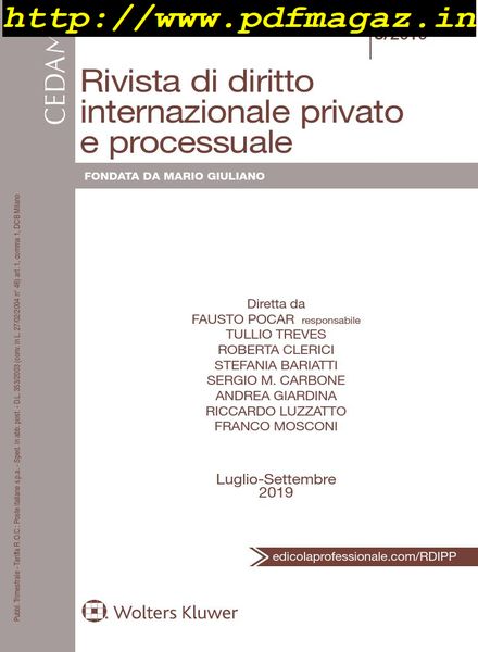 Rivista di Diritto Internazionale Privato e Processuale – Luglio-Settembre 2019