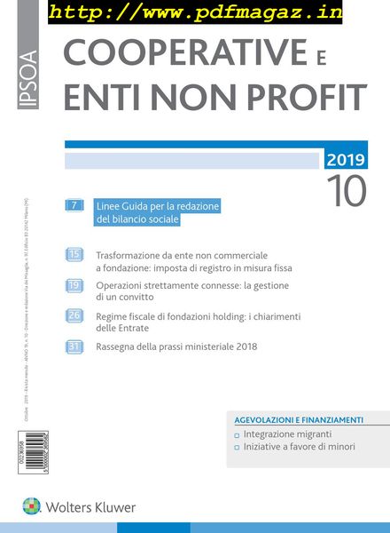 Cooperative e enti non profit – Ottobre 2019