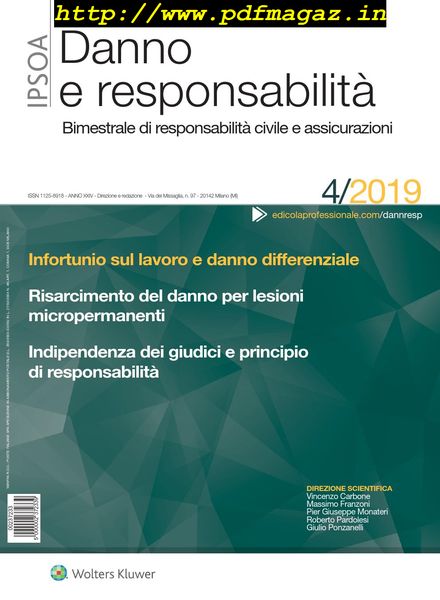 Danno e Responsabilita – Ottobre 2019