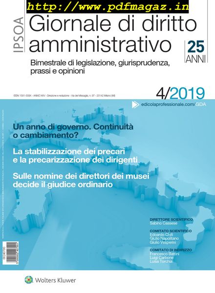 Giornale di diritto amministrativo – Ottobre 2019