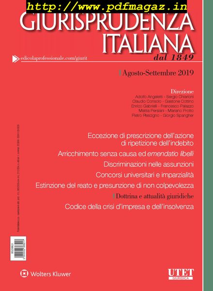 Giurisprudenza Italiana – Agosto-Settembre 2019