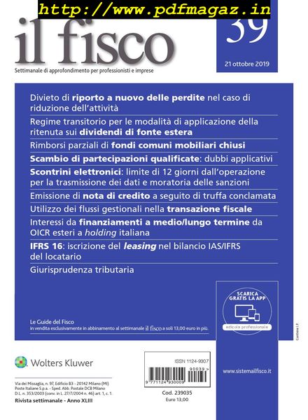 il fisco – 21 Ottobre 2019