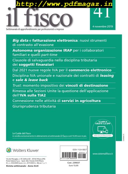 il fisco – 4 Novembre 2019