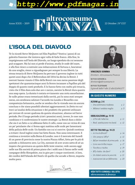 Altroconsumo Finanza – 22 Ottobre 2019