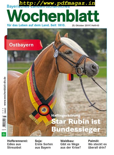 Bayerisches Landwirtschaftliches Wochenblatt Ostbayern – 24 Oktober 2019