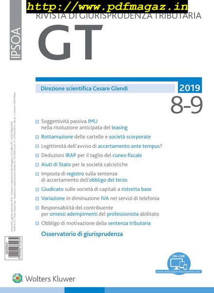 GT Rivista di Giurisprudenza Tributaria – Agosto-Settembre 2019
