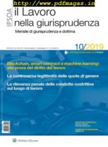 Il lavoro nella giurisprudenza – Ottobre 2019