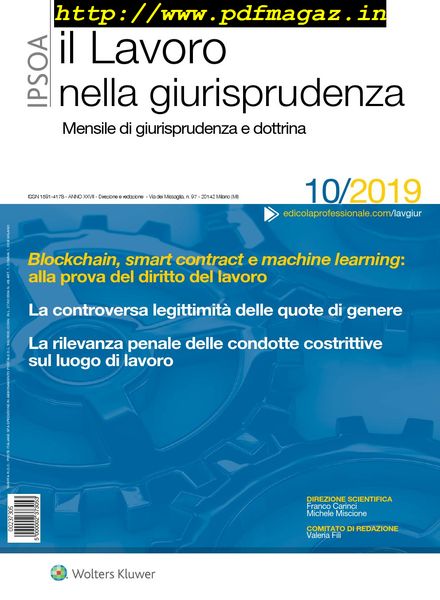 Il lavoro nella giurisprudenza – Ottobre 2019