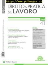 Diritto e Pratica del Lavoro – 26 Ottobre 2019