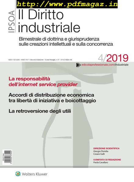 Il Diritto Industriale – Luglio-Agosto 2019