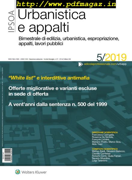 Urbanistica e appalti – Settembre-Ottobre 2019
