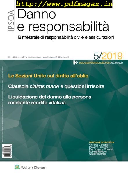 Danno e Responsabilita – Novembre 2019