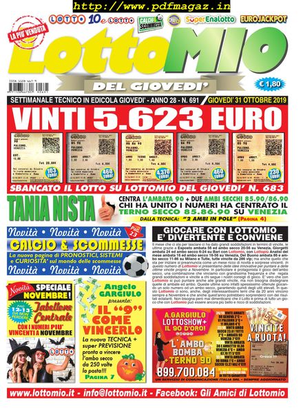 Lottomio del Giovedi – 31 Ottobre 2019
