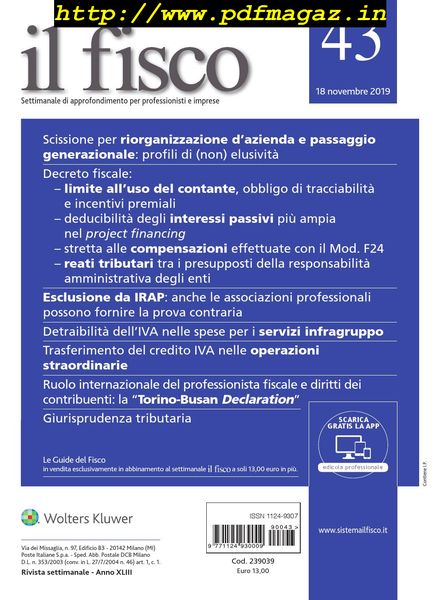 il fisco – 18 Novembre 2019