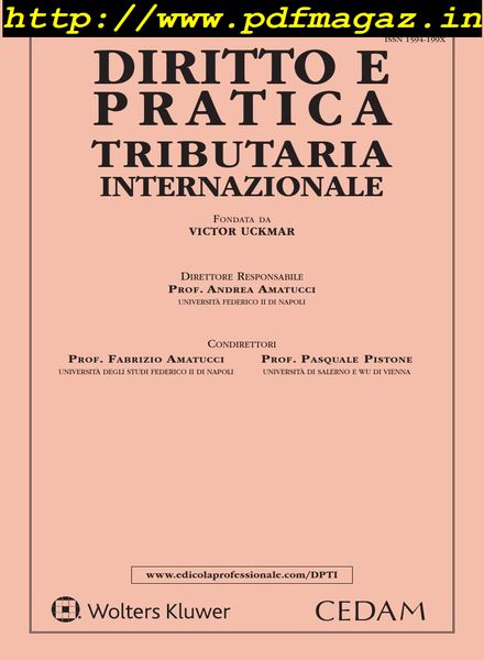 Diritto e pratica tributaria internazionale – Aprile-Giugno 2019