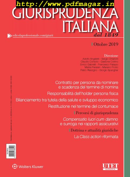 Giurisprudenza Italiana – Ottobre 2019