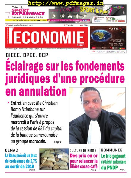 Le quotidien de l’economie magazine Afrique – 11 novembre 2019
