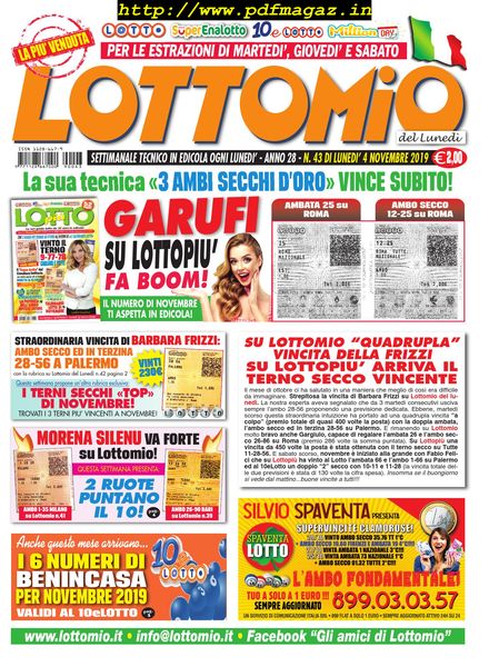 Lottomio del Lunedi – 4 Novembre 2019